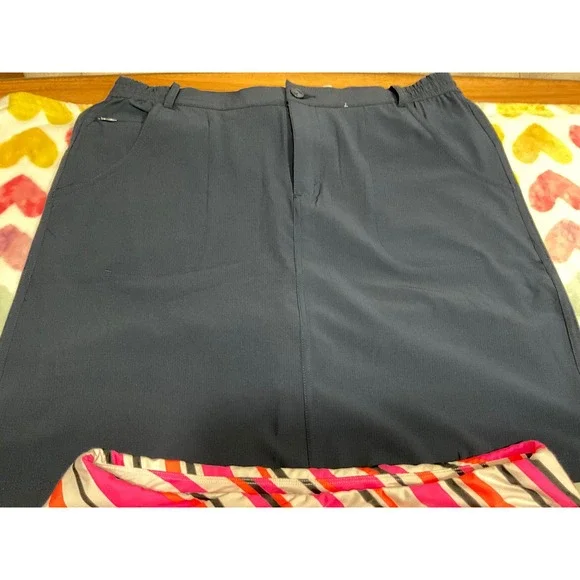 BUNDLE 2PC Tilley Women Golf Skort L Navy & Tail Pink Orange White Stripe size L - Picture 2 of 7